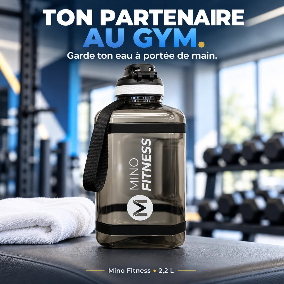 Mino Fitness – Mug 2,2 L | Bouteille d’eau grand format