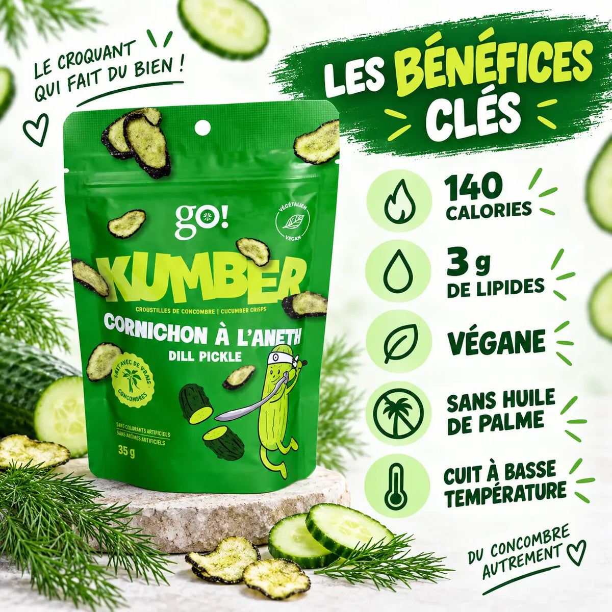 Go Nutrition GO KUMBER – Chips de concombre 35 g