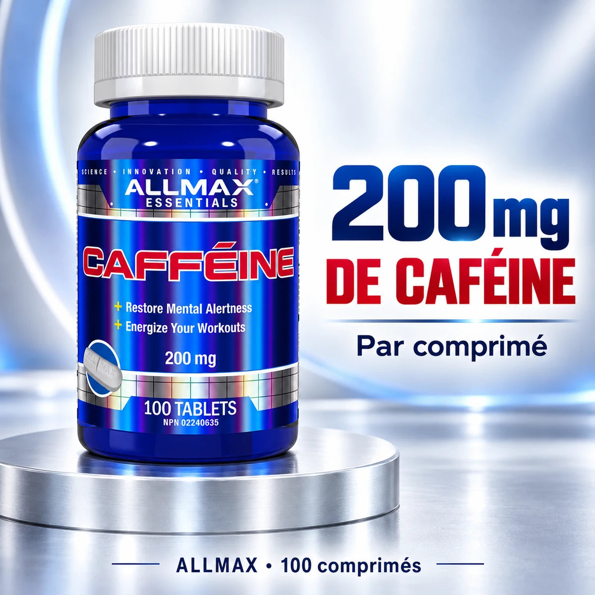 Allmax - Caféine 200 mg - 100 comprimés