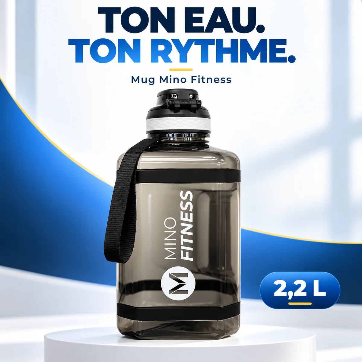 Mino Fitness – Mug 2,2 L | Bouteille d’eau grand format